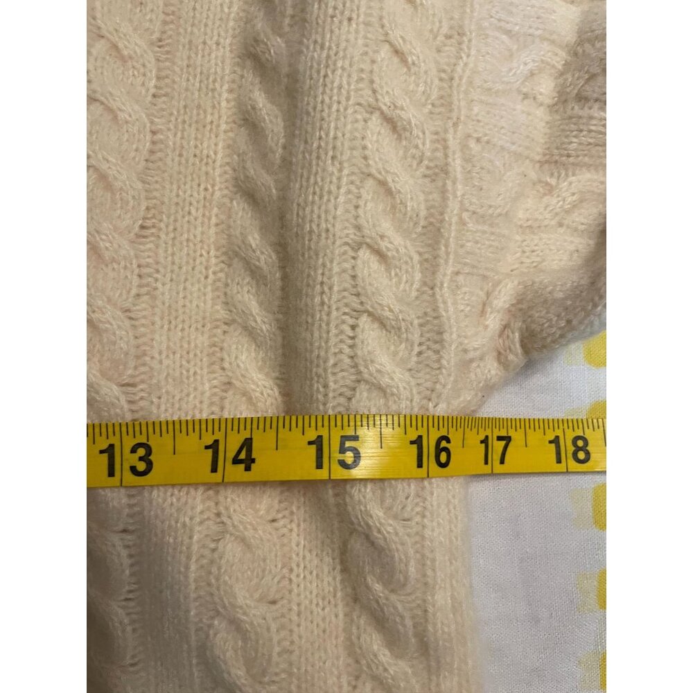 Bergdorf Goodman 100% Pure Cashmere Ivory Cable Knit Sweater Small - Picture 6 of 8